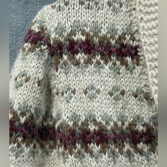 Vintage 100% Alpaca Wool Hand Knitted In Peru Cardigan Sweater Women’s Size M - Picture 3 of 8
